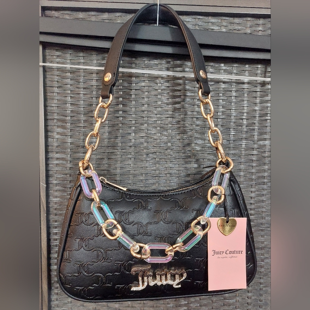 Juicy Couture Exclusive Chain Bling Black Shoulder Bag Purse NWT